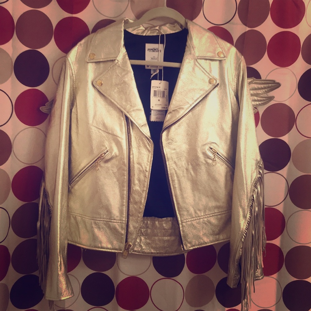 Jeremy Scott Adidas Gold Wings Leather Jacket